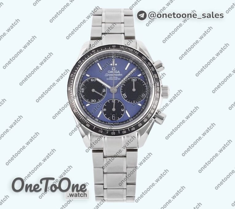 Реплика часов Omega Speedmaster Racing Chrono 40mm Stainless steel/Stainless steel Blue Dial HRF C3330