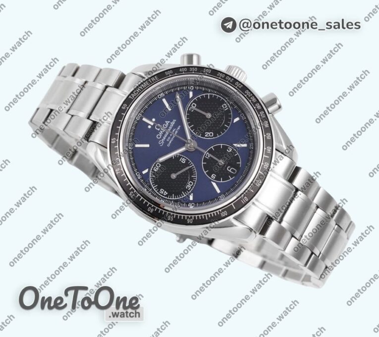 Реплика часов Omega Speedmaster Racing Chrono 40mm Stainless steel/Stainless steel Blue Dial HRF C3330