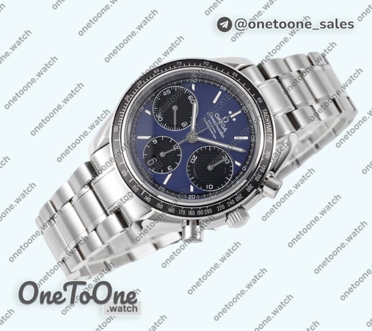 Реплика часов Omega Speedmaster Racing Chrono 40mm Stainless steel/Stainless steel Blue Dial HRF C3330