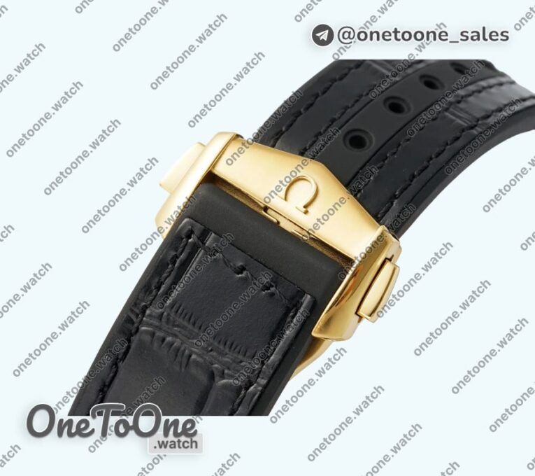Реплика часов Omega Constellation Ceramic Bezel Yellow gold Top-tier Копия один в один Black Dial Gummy Strap