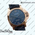 Реплика часов Panerai PAM 1114 Luminor Marina Auto 44mm Rose gold Blue Dial Leather P9010