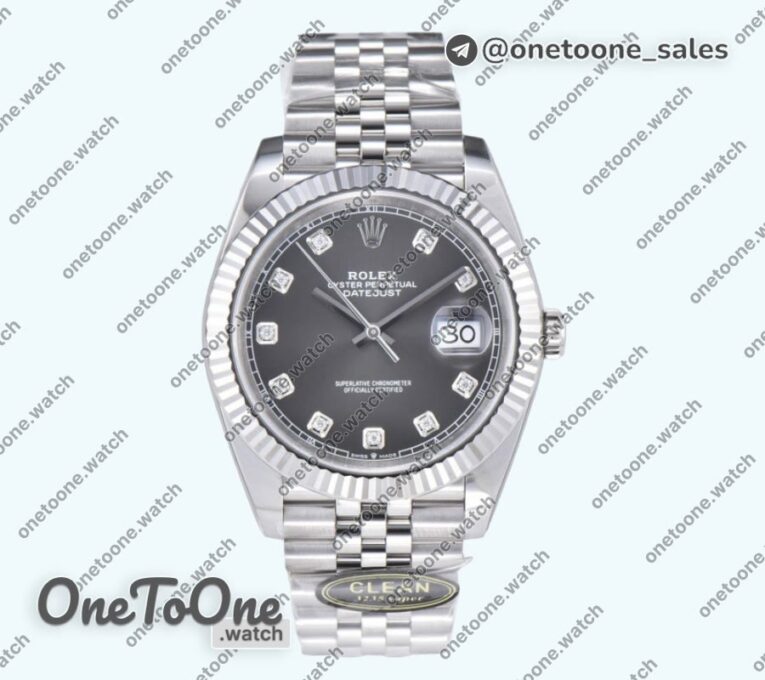 Реплика часов Rolex Datejust 41 Stainless steel 904L Steel Top-tier Копия один в один Grey Dial Diamonds Mark Jubilee Bracelet