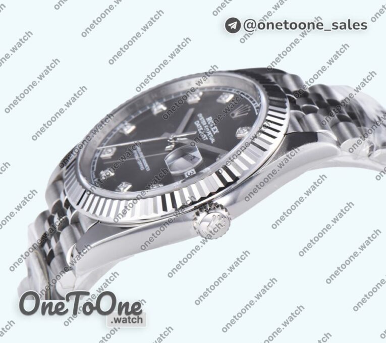 Реплика часов Rolex Datejust 41 Stainless steel 904L Steel Top-tier Копия один в один Grey Dial Diamonds Mark Jubilee Bracelet