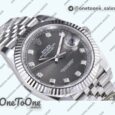 Реплика часов Rolex Datejust 41 Stainless steel 904L Steel Top-tier Копия один в один Grey Dial Diamonds Mark Jubilee Bracelet