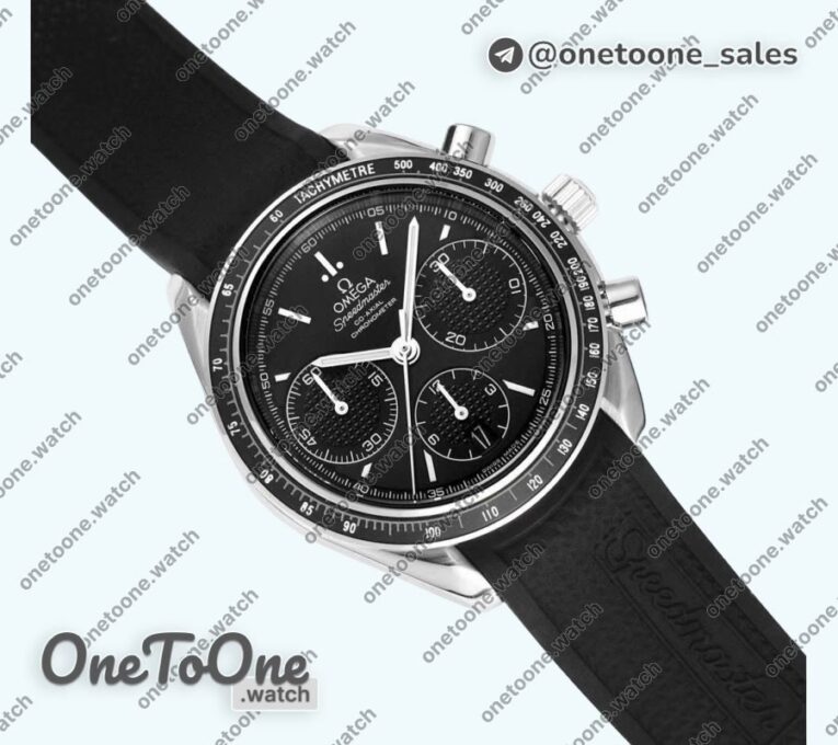 Реплика часов Omega Speedmaster Racing Chrono 40mm Stainless steel/Stainless steel Black Dial Rubber Strap HRF C3330