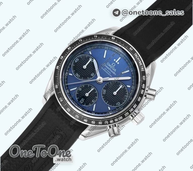 Реплика часов Omega Speedmaster Racing Chrono 40mm Stainless steel/Stainless steel Black&Blue&Grey Dials Rubber Strap HRF C3330