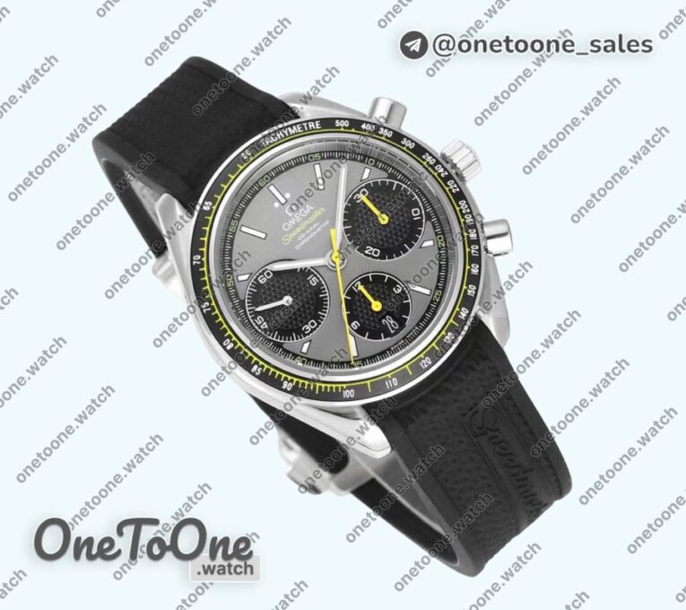 Реплика часов Omega Speedmaster Racing Chrono 40mm Stainless steel/Stainless steel Black&Blue&Grey Dials Rubber Strap HRF C3330