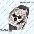Реплика часов Rolex Daytona 116520 904L Stainless steel White Dial Rubber Strap V2