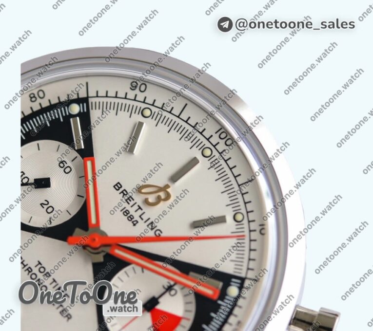 Реплика часов Breitling Top Time Chrono Stainless steel Top-tier Копия один в один White Dial Brown Leather Strap BLS
