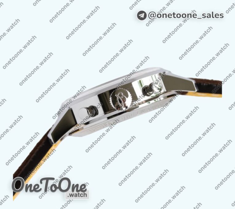 Реплика часов Breitling Top Time Chrono Stainless steel Top-tier Копия один в один White Dial Brown Leather Strap BLS