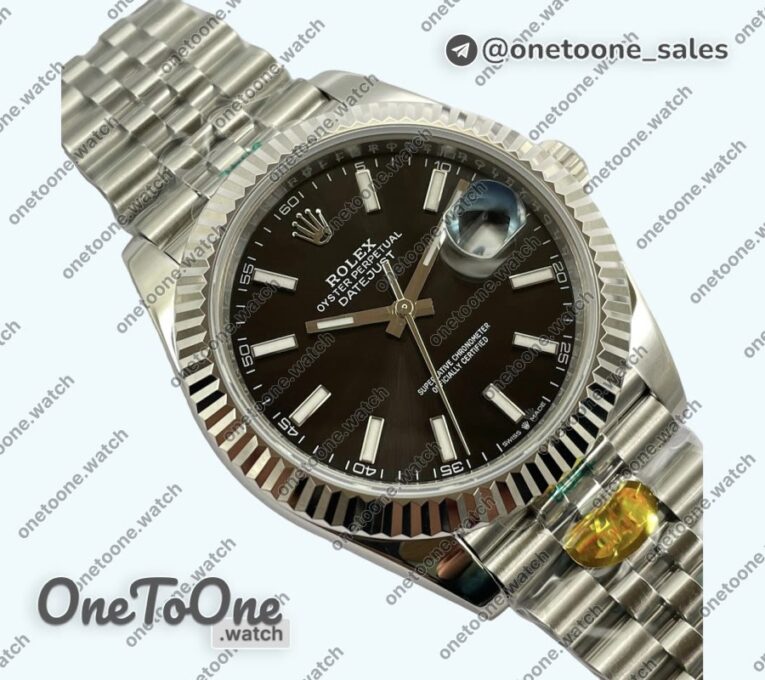 Реплика часов Rolex DateJust 41mm 126334 Top-tier Копия один в один 904L Steel Black Dial Stick Marker on Jubilee Bracelet