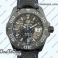 Реплика часов Tag Heuer Aquaracer Calibre 5 PVD 41mm Top-tier Копия один в один Carbon/Blue Dial on Black Nylon Strap T SW200