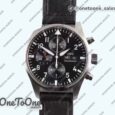 Реплика часов Iwc Pilot Chrono IW377710 Stainless steel Case Black Dial Leather Strap A