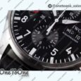 Реплика часов Iwc Pilot Chrono IW377710 Stainless steel Case Black Dial Leather Strap A
