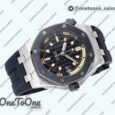 Реплика часов Audemars Piguet Royal Oak Offshore Diver 15720 Black Ceramic Bezel Top-tier Копия один в один Black Dial on Black Rubber Strap