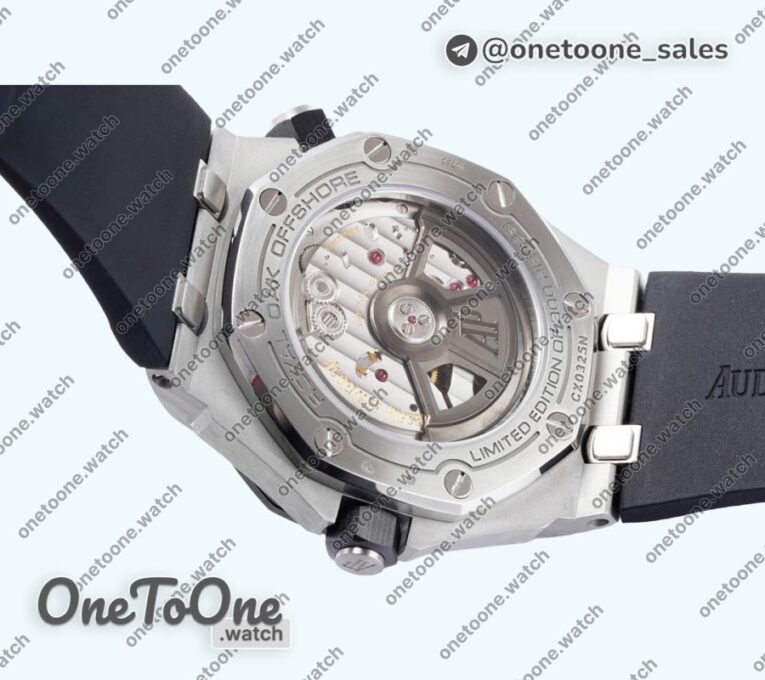 Реплика часов Audemars Piguet Royal Oak Offshore Diver 15720 Black Ceramic Bezel Top-tier Копия один в один Black Dial on Black Rubber Strap