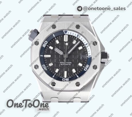 Реплика часов Audemars Piguet Royal Oak Offshore Diver 15720 Stainless steel Top-tier Копия один в один Gray Dial on Gray Rubber Strap