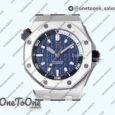 Реплика часов Audemars Piguet Royal Oak Offshore Diver 15720 Stainless steel Top-tier Копия один в один Blue Dial on Blue Rubber Strap