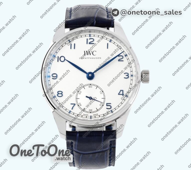 Реплика часов Iwc Portuguese IW358304 Top-tier Копия один в один Stainless steel White Dial Blue Markers Blue Leather Strap