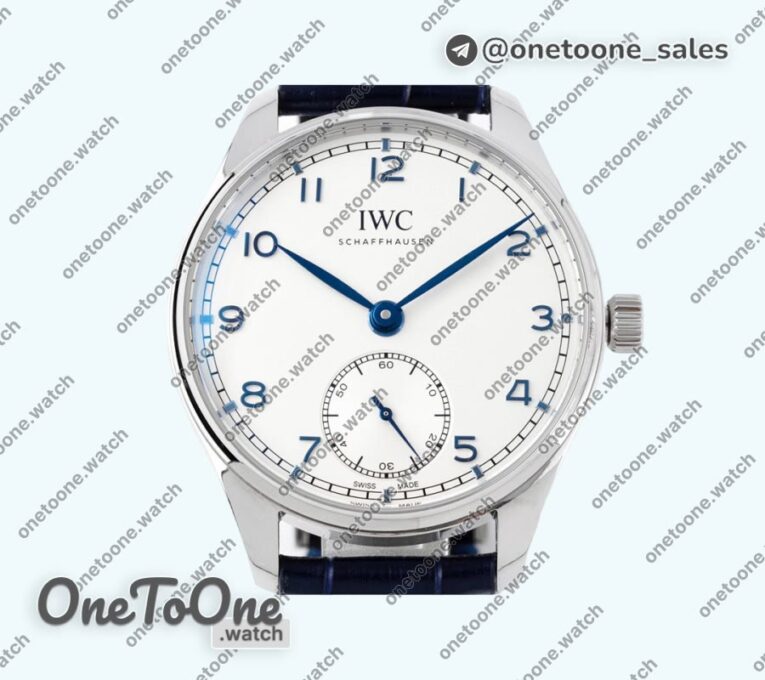 Реплика часов Iwc Portuguese IW358304 Top-tier Копия один в один Stainless steel White Dial Blue Markers Blue Leather Strap