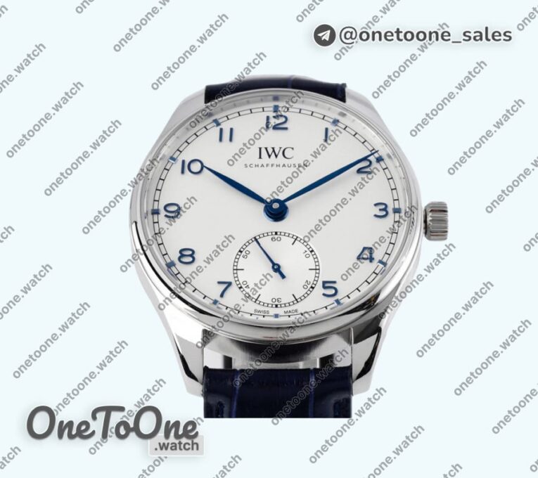Реплика часов Iwc Portuguese IW358304 Top-tier Копия один в один Stainless steel White Dial Blue Markers Blue Leather Strap