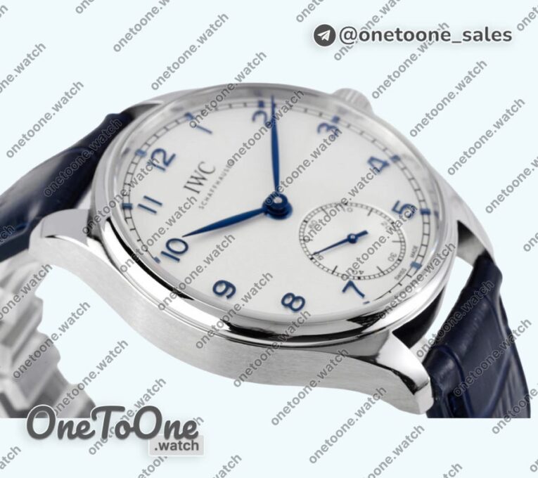 Реплика часов Iwc Portuguese IW358304 Top-tier Копия один в один Stainless steel White Dial Blue Markers Blue Leather Strap
