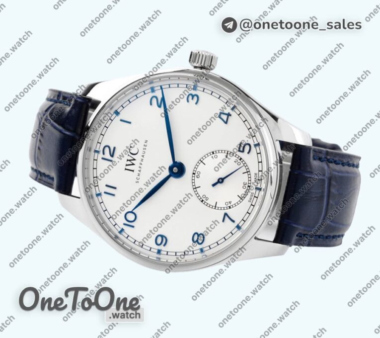 Реплика часов Iwc Portuguese IW358304 Top-tier Копия один в один Stainless steel White Dial Blue Markers Blue Leather Strap