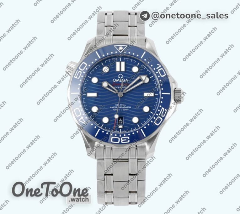 Реплика часов Omega Seamaster Diver 300M Top-tier Копия один в один Blue Ceramic Bezel Blue Dial Bracelet