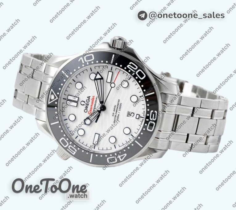 Реплика часов Omega Seamaster Diver 300M Top-tier Копия один в один Black Ceramic Bezel White Dial Bracelet