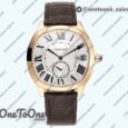 Реплика часов Cartier Drive De Cartier Rose gold Case White Dial Leather Strap TWF J Mod