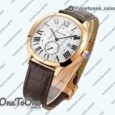 Реплика часов Cartier Drive De Cartier Rose gold Case White Dial Leather Strap TWF J Mod