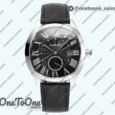 Реплика часов Cartier Drive De Cartier Stainless steel Case Black Dial Leather Strap TWF J Mod