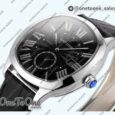 Реплика часов Cartier Drive De Cartier Stainless steel Case Black Dial Leather Strap TWF J Mod