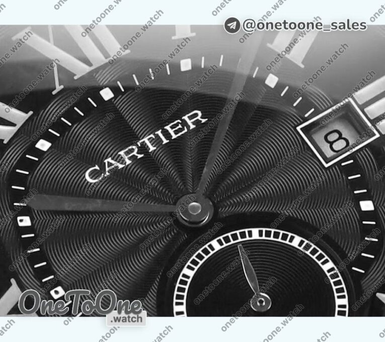 Реплика часов Cartier Drive De Cartier Stainless steel Case Black Dial Leather Strap TWF J Mod