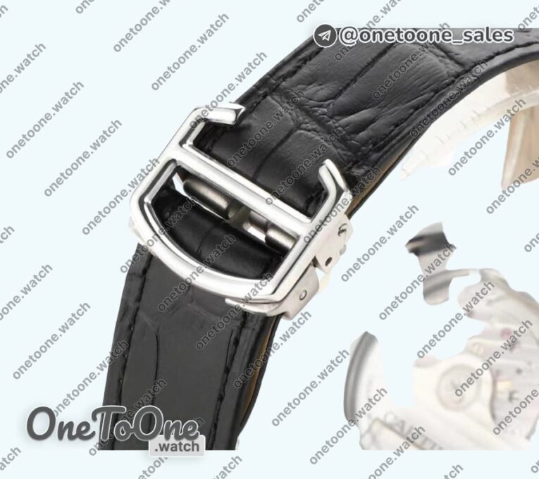 Реплика часов Cartier Drive De Cartier Stainless steel Case Black Dial Leather Strap TWF J Mod