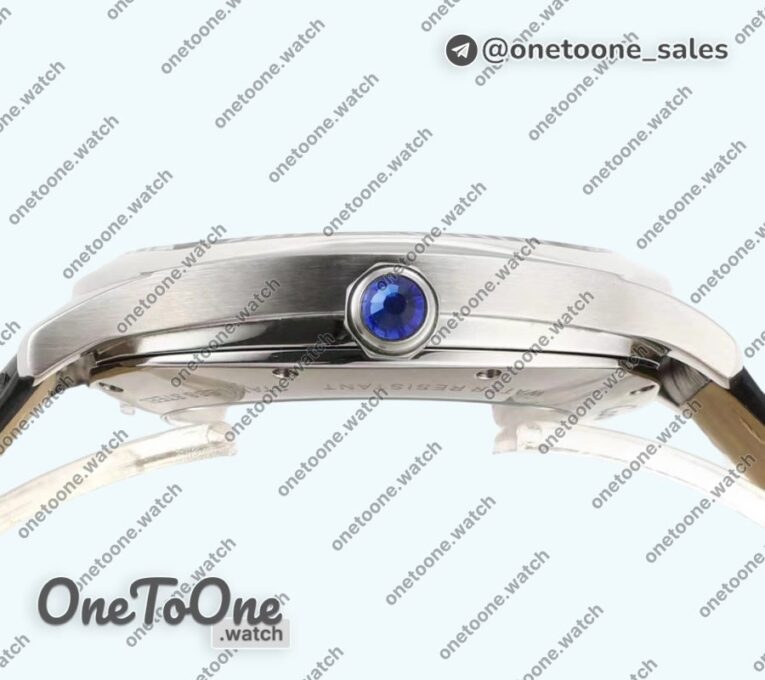 Реплика часов Cartier Drive De Cartier Stainless steel Case Black Dial Leather Strap TWF J Mod