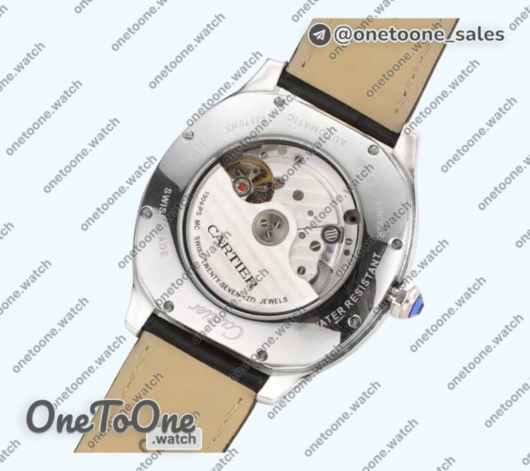 Реплика часов Cartier Drive De Cartier Stainless steel Case Black Dial Leather Strap TWF J Mod