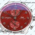 Реплика часов Iwc Portuguese Chrono IW3716 Top-tier Копия один в один Red Dial Stainless steel Bracelet