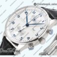 Реплика часов Iwc Portuguese Chrono IW3716 Top-tier Копия один в один White Dial Blue Markers Leather Strap