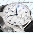 Реплика часов Iwc Portuguese Chrono IW3716 Top-tier Копия один в один White Dial Blue Markers Leather Strap