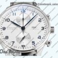 Реплика часов Iwc Portuguese Chrono IW3716 Top-tier Копия один в один White Dial Blue Markers Leather Strap
