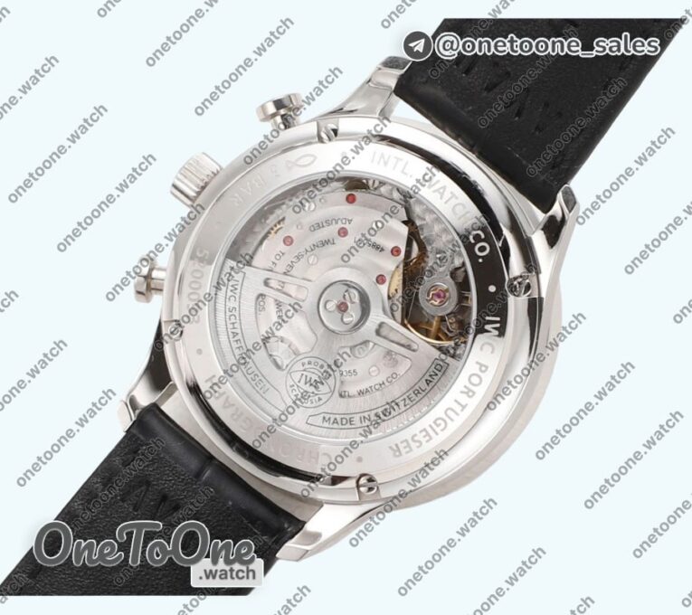 Реплика часов Iwc Portuguese Chrono IW3716 Top-tier Копия один в один White Dial Blue Markers Leather Strap