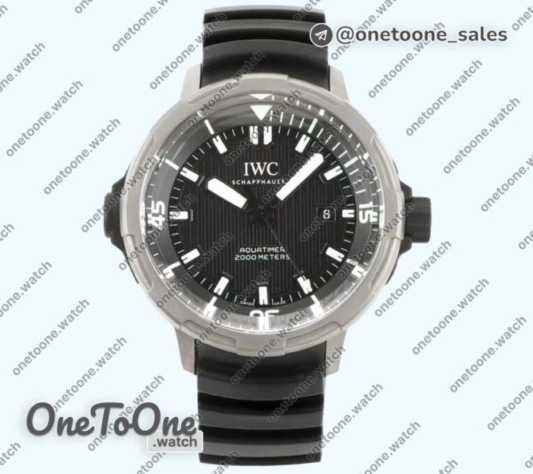 Реплика часов Iwc Aquatimer IW358002 Stainless steel Top-tier Копия один в один Black Dial White Sticks Markers on Black Rubber Strap