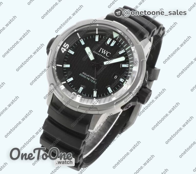 Реплика часов Iwc Aquatimer IW358002 Stainless steel Top-tier Копия один в один Black Dial White Sticks Markers on Black Rubber Strap