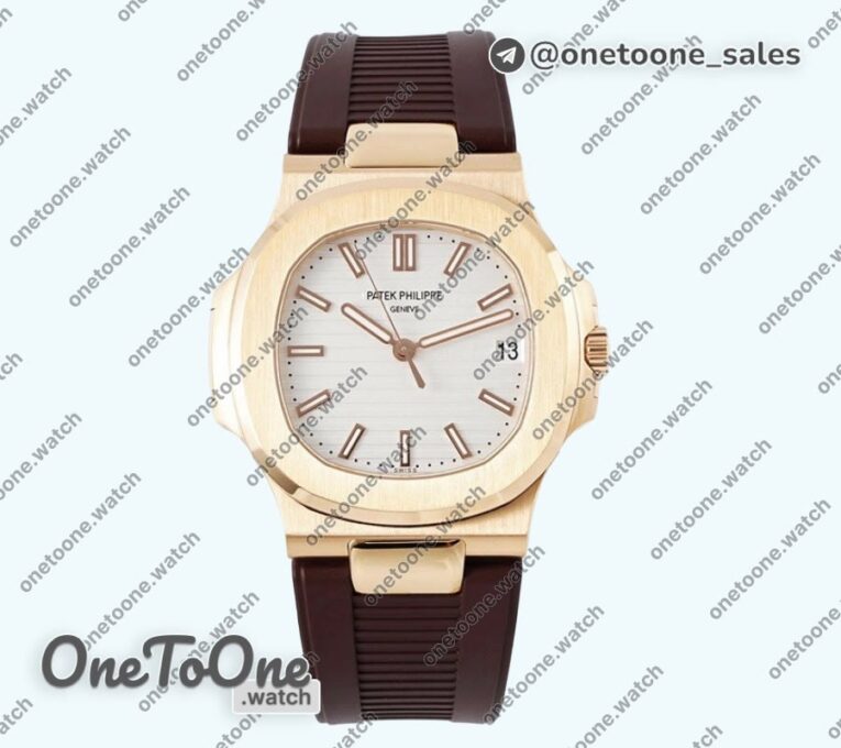 Реплика часов Patek Philippe Nautilus 5711/1R Top-tier Копия один в один White Textured Dial Rubber Strap 324CS V5
