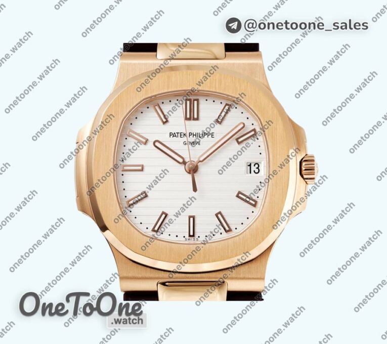 Реплика часов Patek Philippe Nautilus 5711/1R Top-tier Копия один в один White Textured Dial Rubber Strap 324CS V5