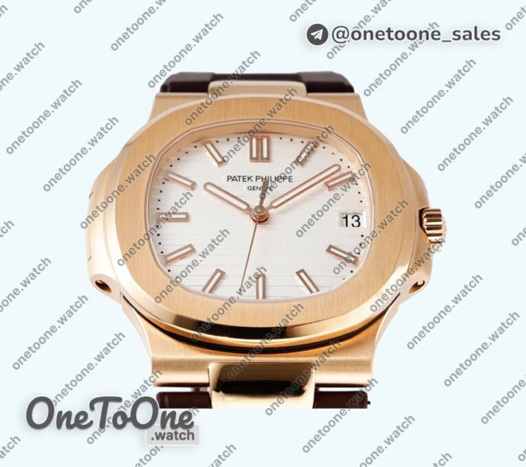 Реплика часов Patek Philippe Nautilus 5711/1R Top-tier Копия один в один White Textured Dial Rubber Strap 324CS V5