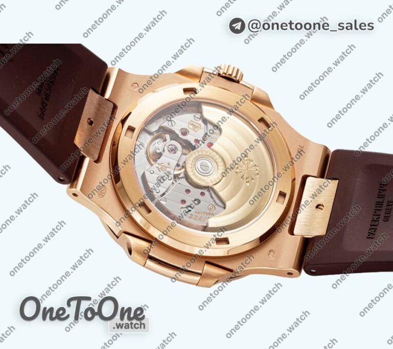 Реплика часов Patek Philippe Nautilus 5711/1R Top-tier Копия один в один White Textured Dial Rubber Strap 324CS V5