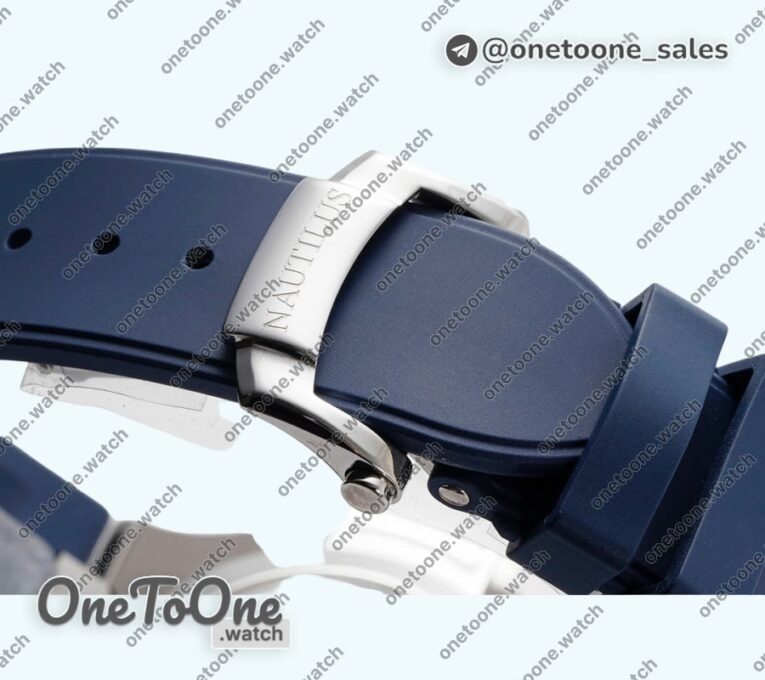 Реплика часов Patek Philippe Nautilus 5726 Complicated Stainless steel Top-tier Копия один в один Blue Textured Dial Rubber Strap