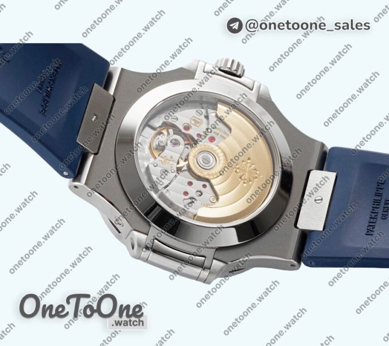 Реплика часов Patek Philippe Nautilus 5726 Complicated Stainless steel Top-tier Копия один в один Blue Textured Dial Rubber Strap